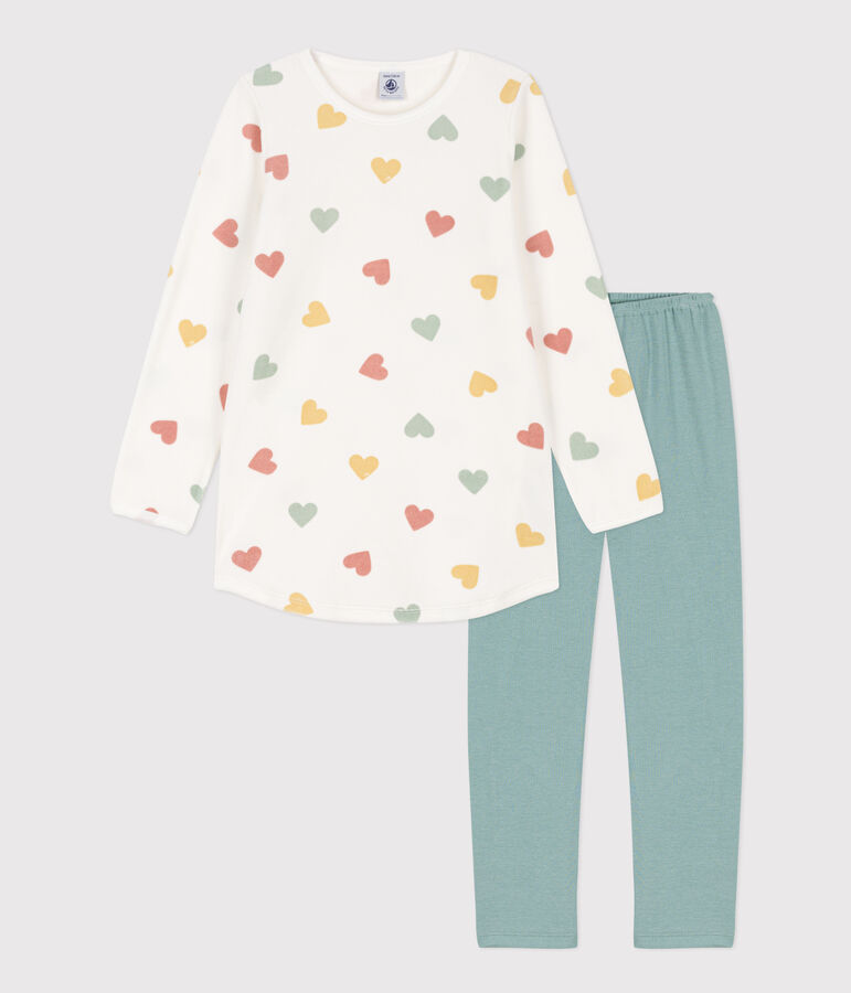 Camicia da notte cuore bambina in ciniglia bianco/multicolore