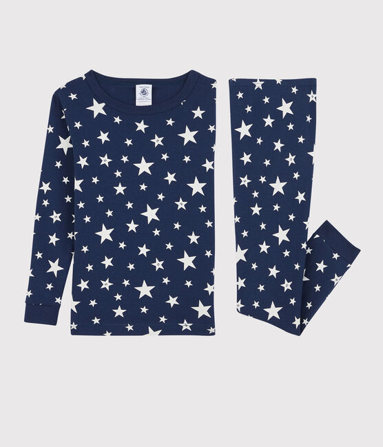 Pigiama snugfit a stelle bambino in cotone blu MEDIEVAL/bianco MARSHMALLOW