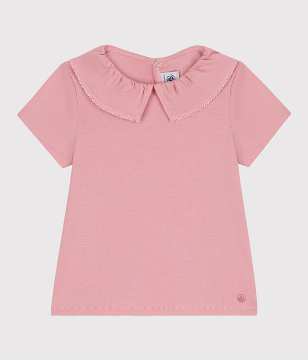 T-shirt a maniche corte in cotone tinta unita bambino rosa