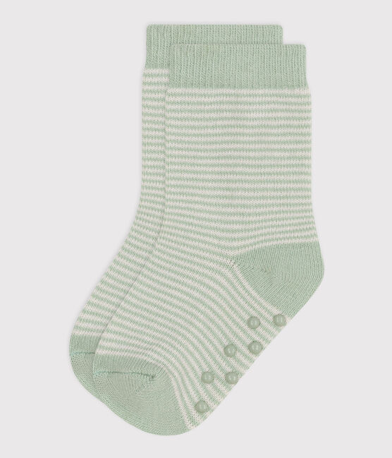 Calzini antiscivolo bebè in cotone	 verde HERBIER/ MARSHMALLOW