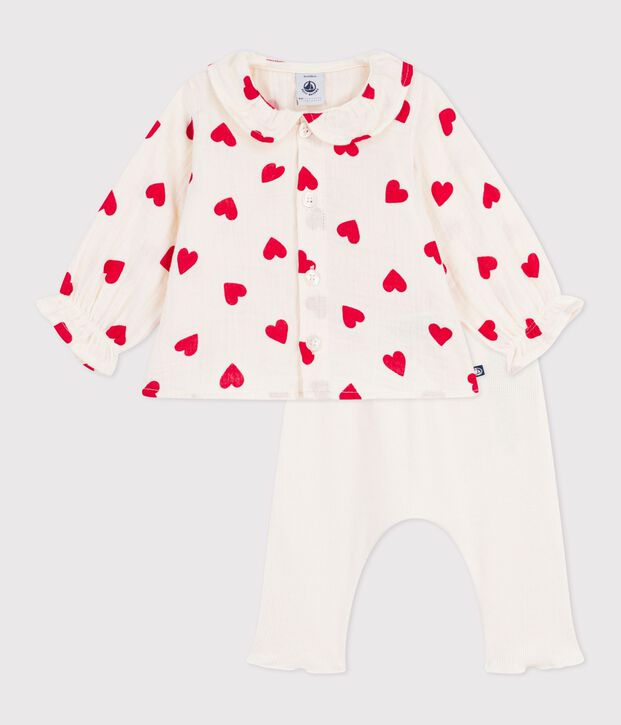 Set 2 pezzi lungo in cotone composto da camicetta con stampa e leggings multicolore