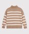 Pullover dolcevita in misto lana e cotone a righe donna beige/ecru