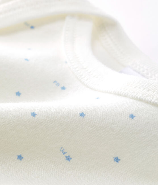 Body manica lunga bebè maschietto bianco MARSHMALLOW/blu ACIER