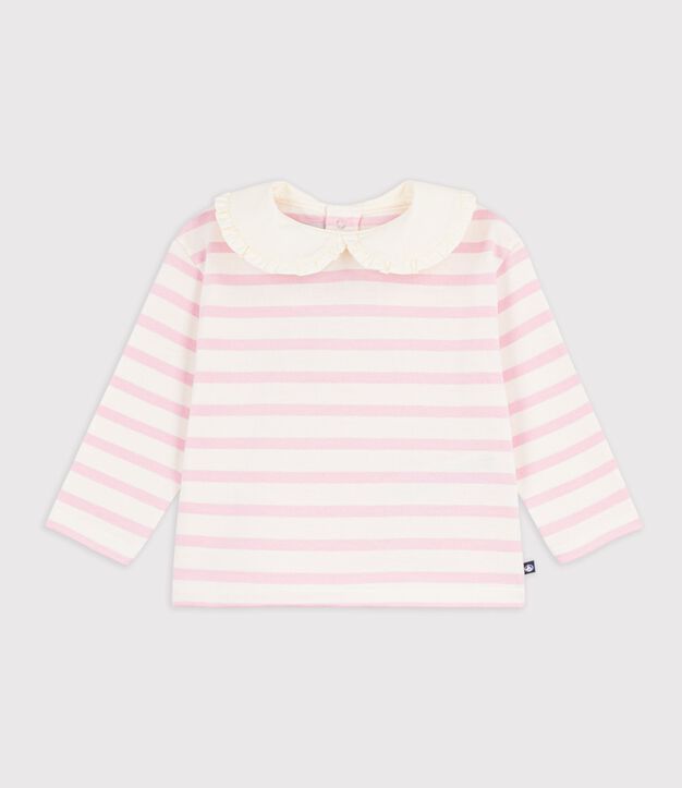 Marini&egrave;re con colletto in cotone neonato rosa/rosa