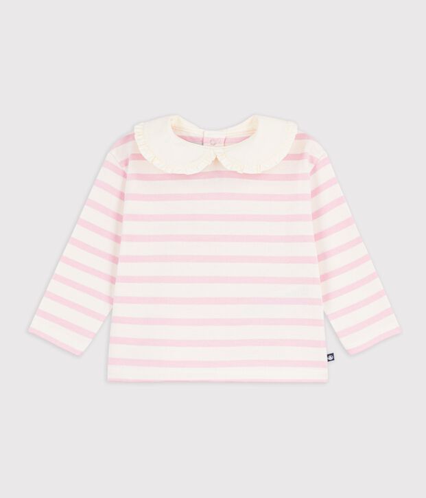 Marini&egrave;re con colletto in cotone neonato rosa/rosa