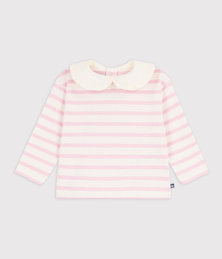 Marini&egrave;re con colletto in cotone neonato rosa MILK/ MARQUISE