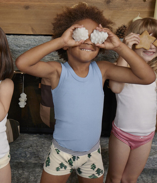 Confezione da 3 boxer bambino in cotone motivo chalet multicolore