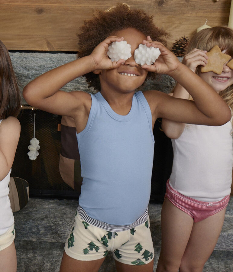 Confezione da 3 boxer bambino in cotone motivo chalet multicolore