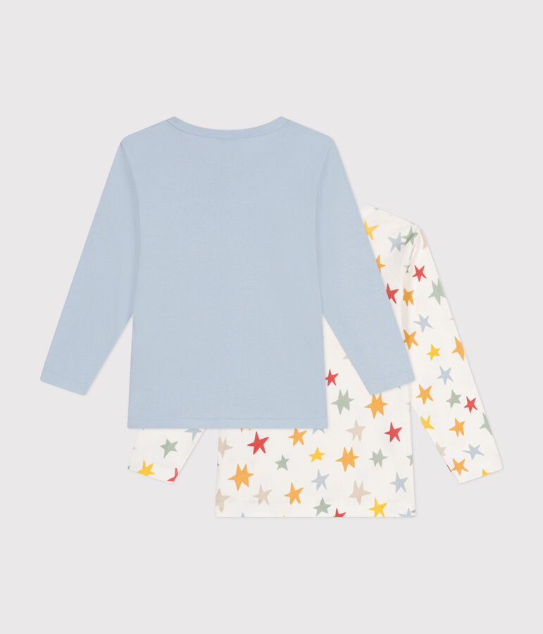 Set di 2 T-shirt a maniche lunghe in cotone con stelle bambino multicolore