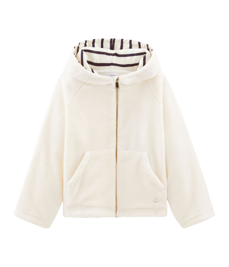 Felpa in pile arricciato da bambina bianco