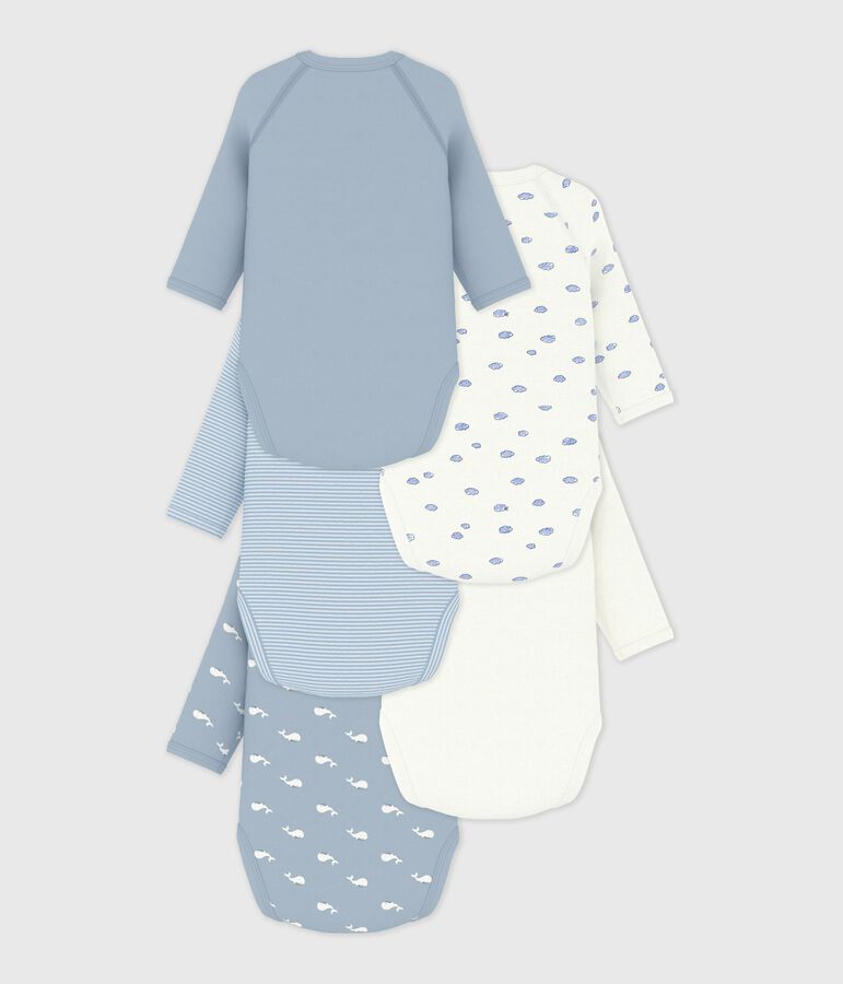 Set di body incrociati a maniche lunghe in cotone fantasia neonato multicolore