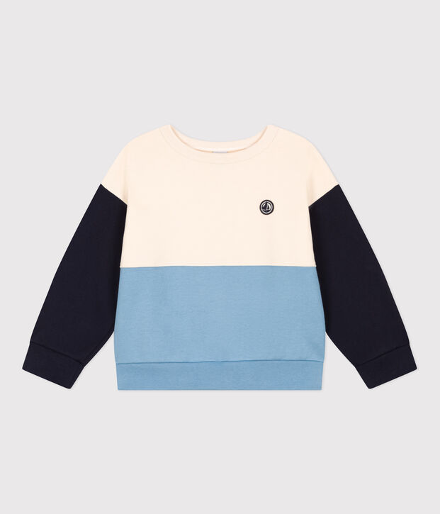 Felpa in molleton bambino ecru/multicolore