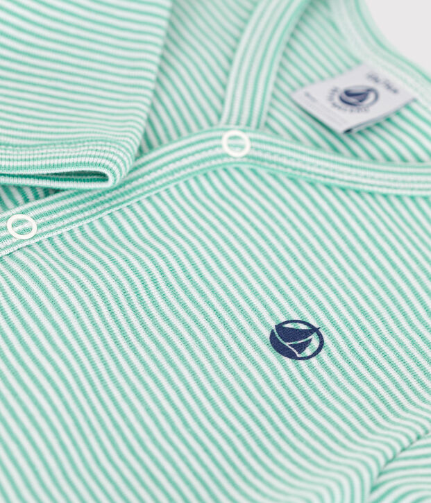 Pigiama in cotone a righe neonato verde