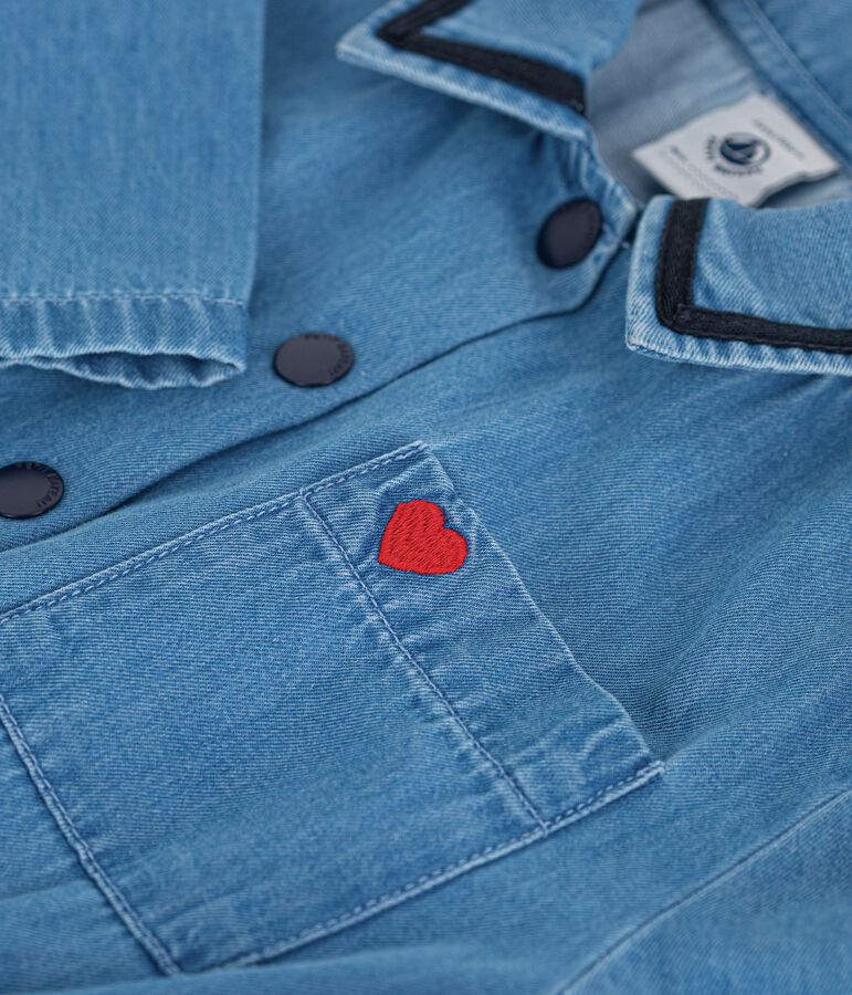 Tutina lunga in cotone bambina blu DENIM CLAIR