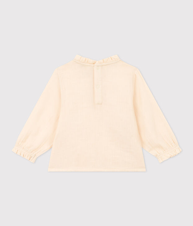 Blusa a maniche lunghe in garza di cotone per beb&egrave; ecru