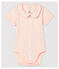 Body manica corta con colletto rosa bebè femmina in cotone biologico rosa FLEUR/blu EDNA