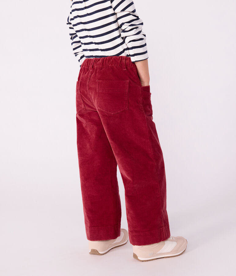 Pantaloni larghi per bambini in velluto semplice rosso