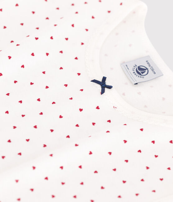 Camicia da notte a maniche corte in cotone a cuori bambina bianco MARSHMALLOW/rosso TERKUIT