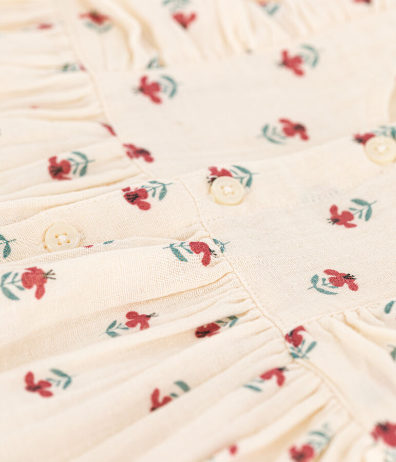 Abito e bloomer beb&egrave; in garza di cotone con stampa bianco AVALANCHE/ MULTICO