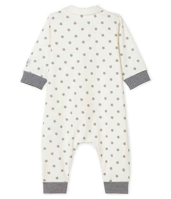 Tutina blu a stelle bebé a costine bianco MARSHMALLOW/grigio GRIS