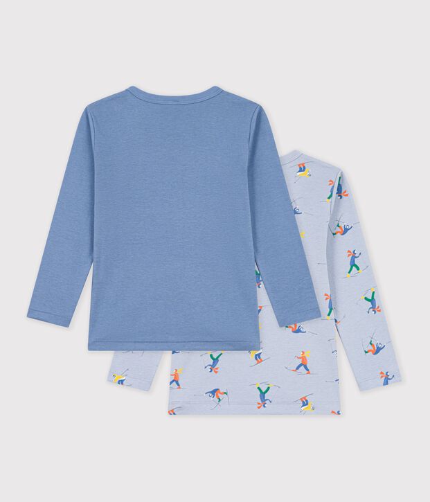 Set di T-shirt a maniche lunghe in cotone fantasia bambino multicolore