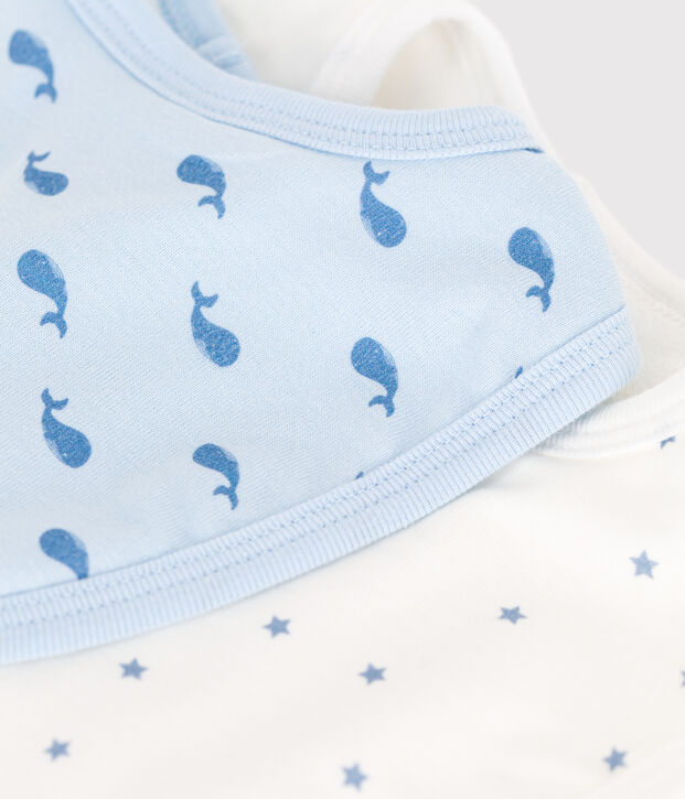 Confezione da 2 bavaglini in cotone con stampa neonato multicolore