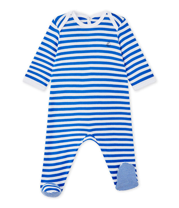 Tutina beb&egrave; bambino a righe blu/bianco