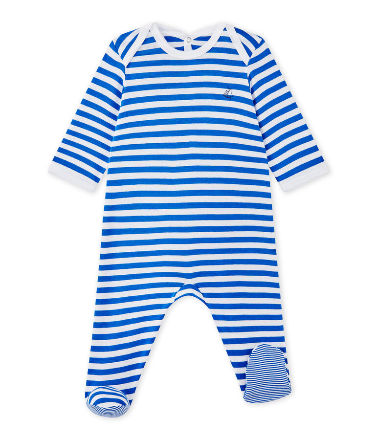 Tutina beb&egrave; bambino a righe blu/bianco
