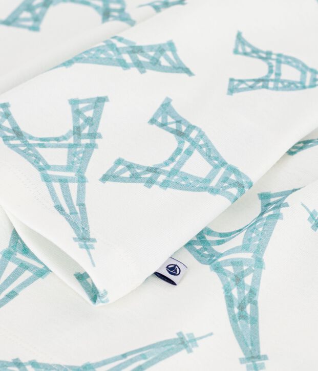 Pigiama corto in cotone con stampa Tour Eiffel bambino bianco/multicolore
