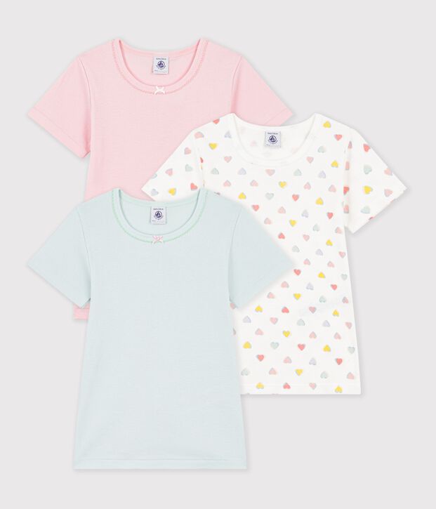 Set di T-ahirt a maniche corte in cotone a cuori bambino multicolore
