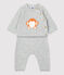 Completo 2 pezzi jacquard bebè in tricot biologico grigio BELUGA CHINE