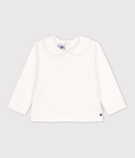 Blusa a maniche lunghe in cotone per neonati bianco MARSHMALLOW