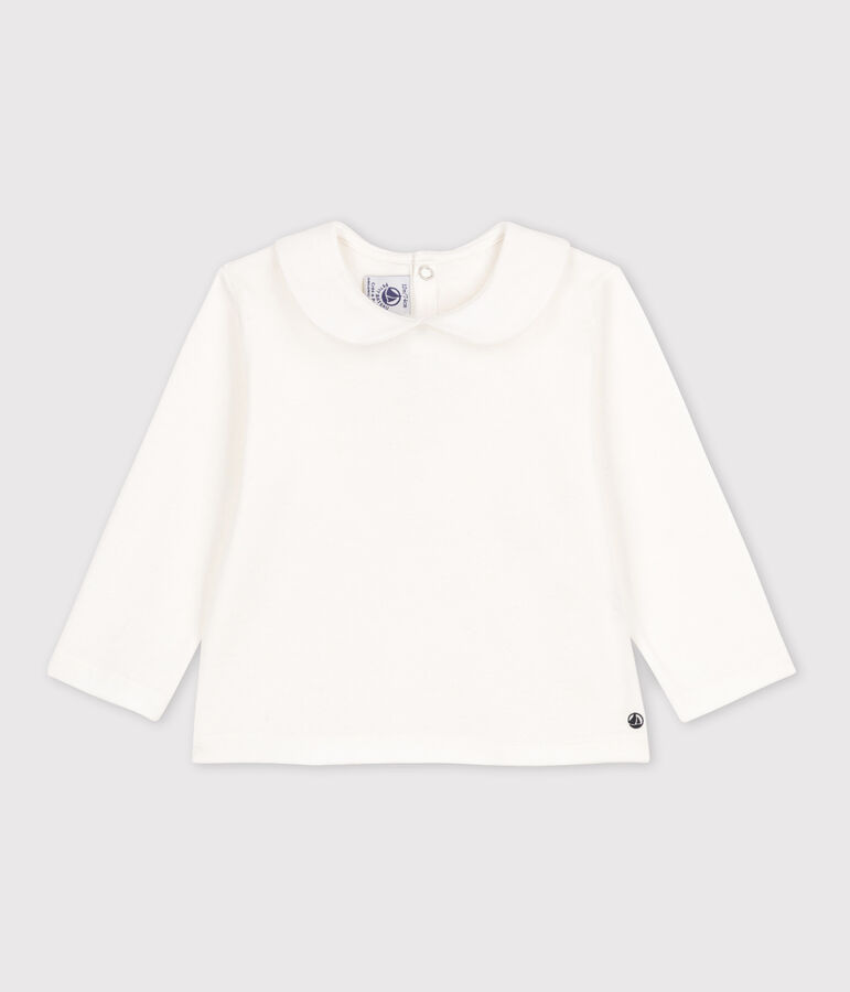 Blusa a maniche lunghe in cotone per neonati bianco