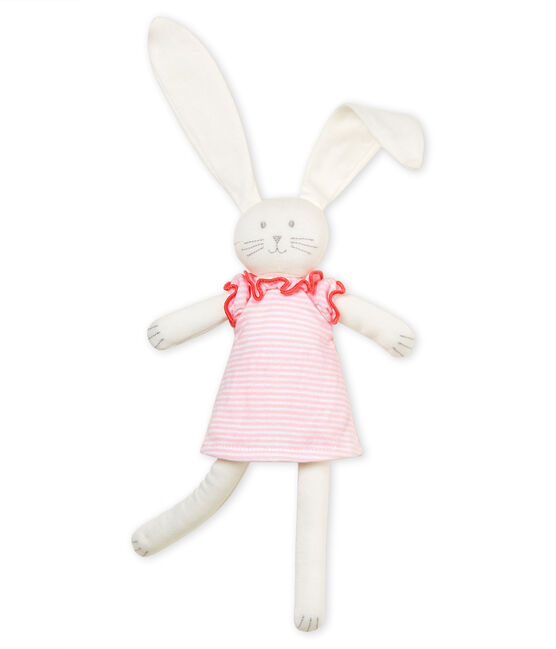 Doudou coniglio vestito rosa VIENNE/bianco MARSHMALLOW