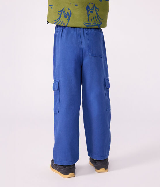Pantaloni cargo in lyocell tinta unita bambino blu INCOGNITO