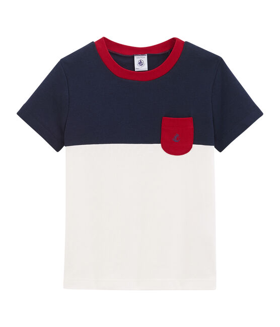 T-shirt bambino maniche corte blu SMOKING/bianco MARSHMALLOW
