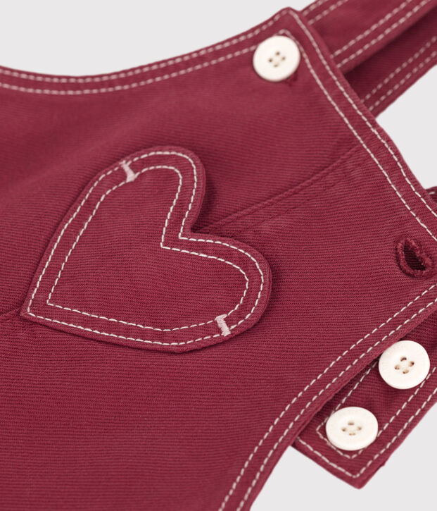 Salopette lunga in denim colorato neonata rosso