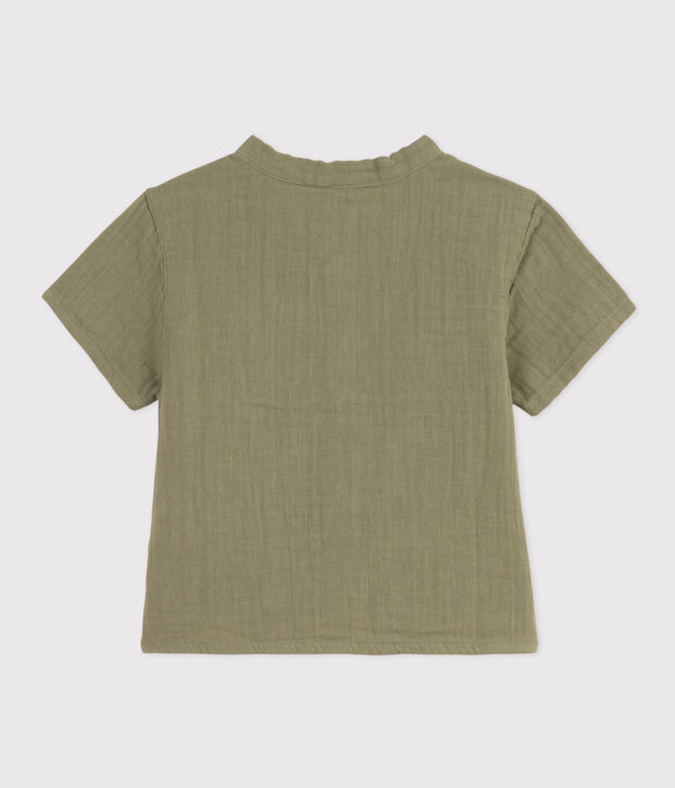 Camicia a manica corta beb&egrave; in garza di cotone verde