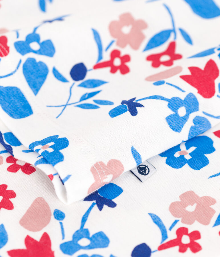 Pigiama bambino in tubique con stampa a fiori bianco/multicolore