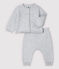 Completo 2 pezzi grigio bebè in tricot di cotone biologico grigio POUSSIERE CHINE