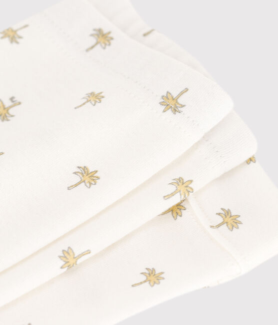 Leggins  bebè in cotone stampato a fiori bianco MARSHMALLOW/grigio GRIS