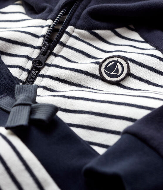 Completo jogging in molleton bebè. blu SMOKING/bianco MARSHMALLOW