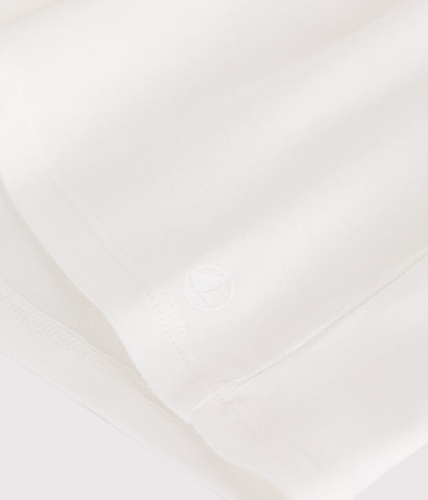 T-shirt con colletto e a maniche corte in cotone tinta unita bambino bianco