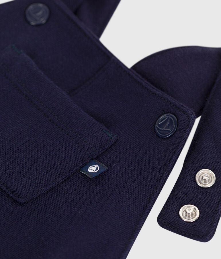 Salopette lunga in cotone tinta unita neonato blu