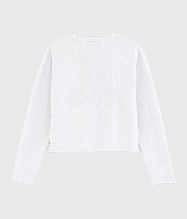 Cardigan in cotone bambina bianco/grigio