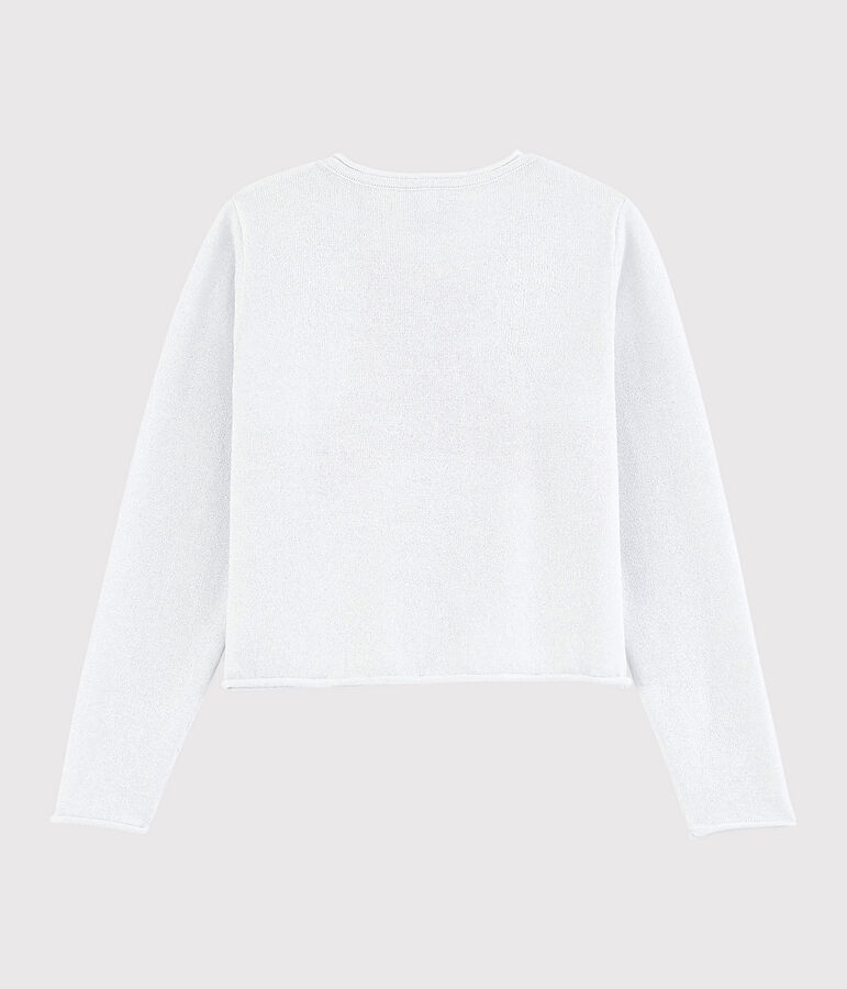 Cardigan in cotone bambina bianco/grigio