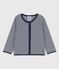 Cardigan bebè millerighe in cotone biologico blu SMOKING/bianco MARSHMALLOW