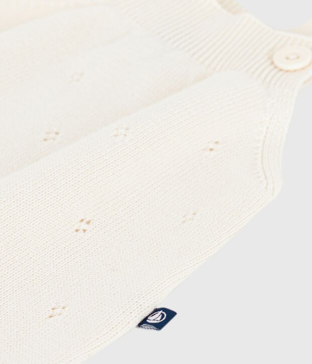 Tutina corta in maglia cotone traforato neonato MILK