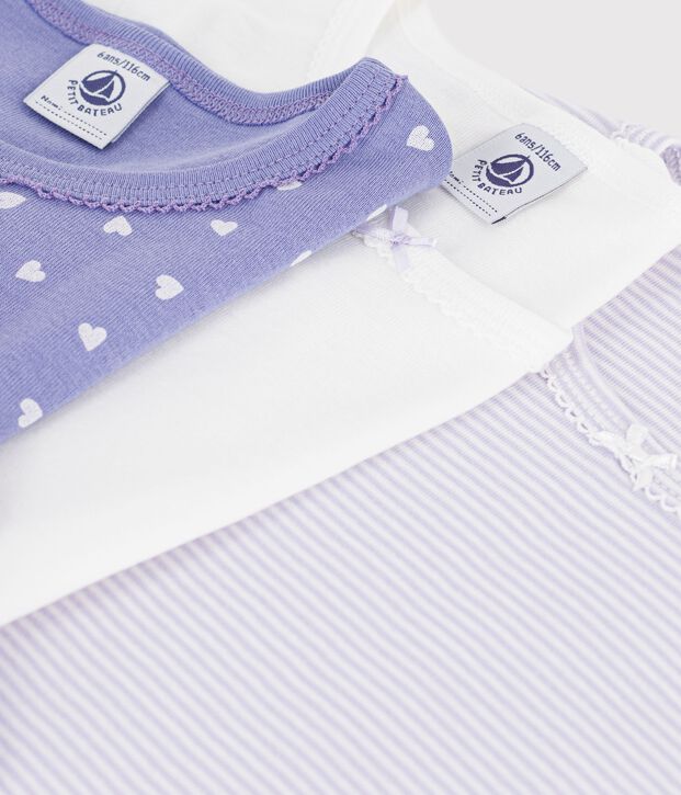 Set di T-shirt a maniche lunghe in cotone a cuori bambina multicolore