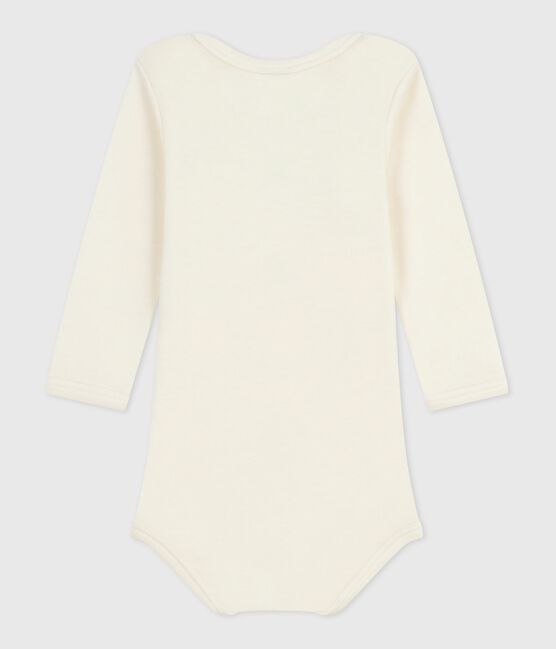 Body a maniche lunghe in lana e cotone neonato ECRU 08163